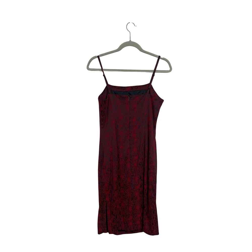 Express World Brand Red Black Snakeskin Print Spaghetti Strap Midi Dress Size 6 - Picture 2 of 11